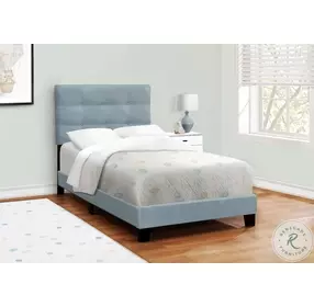 5919T Steel Blue Twin Upholstered Panel Bed