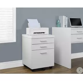 White Hollow-Core 3 Drawer Castors File Cabinet