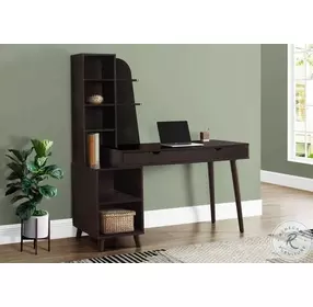 7096 Espresso 55" Computer Desk With Bookcase