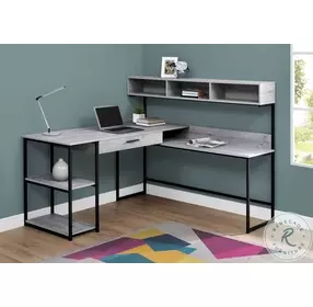 Grey and Black Corner Computer Desk