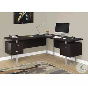 7305 Espresso L Shaped Computer Desk