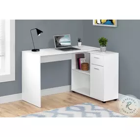 46" White Computer Desk with Storage Cabinet