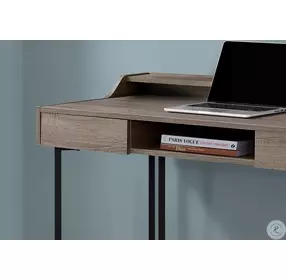 Dark Taupe and Black Metal 48" Open Computer Desk