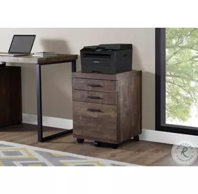 Brown Wood 3 Drawer Filing Cabinet