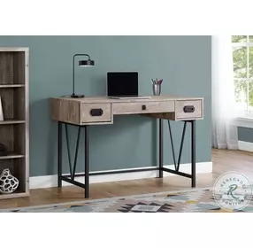 Taupe Wood and Black Metal 48" Computer Desk