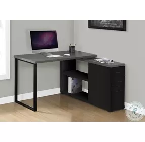 7433 Black And Grey L Shaped Desk
