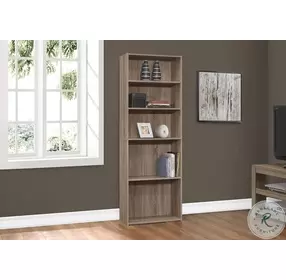7468 Dark Taupe 5 Shelves 72" Bookcase