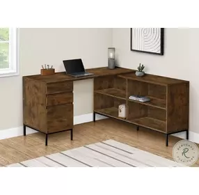 7490 Brown L Shape 60" Computer Desk