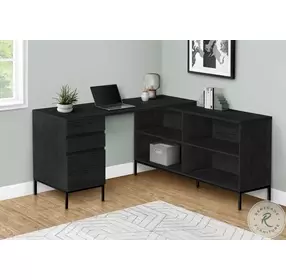 7493 Black L Shape 60" Computer Desk