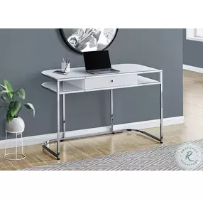 7520 White And Chrome 48" Computer Desk