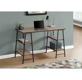 7523 Dark Taupe And Black 48" Computer Desk