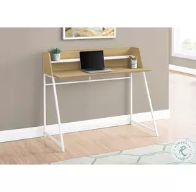 7543 Natural And White Metal 48" Computer Desk With Hutch