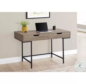 7555 Dark Taupe And Black Metal 2 Drawer 48" Computer Desk