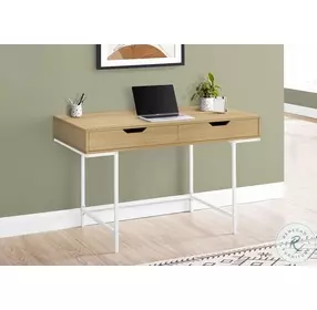 7569 Natural And White Metal 2 Drawer 48" Computer Desk