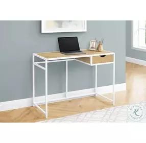 7575 Natural And White Metal 1 Drawer 42" Computer Desk