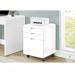 7583 White 3 Drawer Filing Cabinet