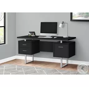7634 Black And Silver 60" Computer Desk