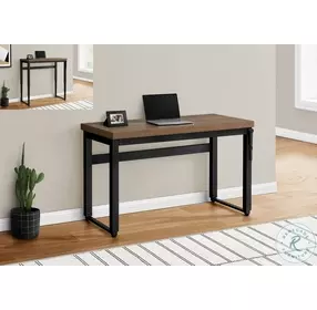 7675 Walnut And Black Adjustable Height Computer Desk