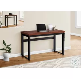 7676 Cherry And Black Adjustable Height Computer Desk