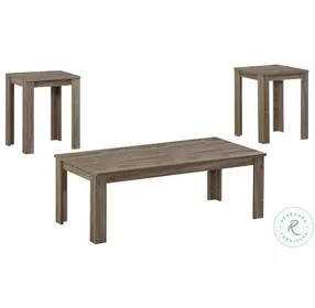 3 Piece Dark Taupe Reclaimed-Look Table Set