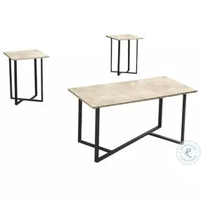 7974P Cream and Black Occasional Table Set of 3