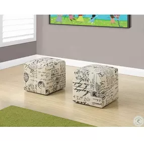 Vintage French Fabric Juvenile Ottoman Set of 2
