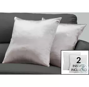9337 Silver Satin 18" Pillow Set Of 2