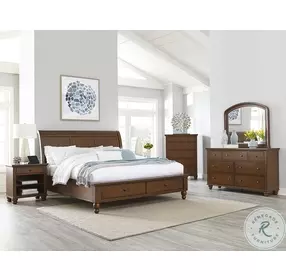 Cambridge Brown Cherry Queen Sleigh Storage Bed