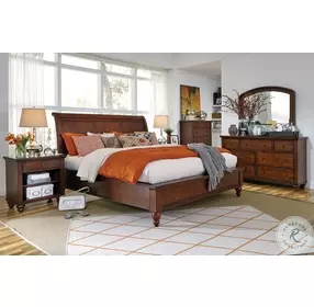 Cambridge Brown Cherry Queen Sleigh Bed