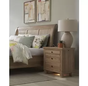 Cambridge Modern Khaki Liv360 3 Drawer Nightstand with LED