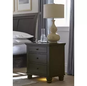 Cambridge Cracked Pepper Liv360 3 Drawer Nightstand with LED