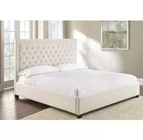 Isadora White Upholstered King Platform Bed