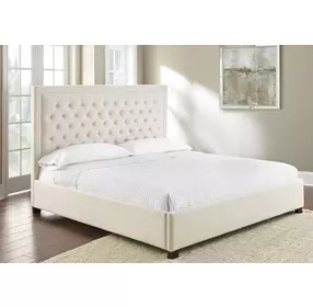 Isadora White Upholstered Queen Platform Bed