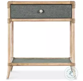Retreat Lagoon Green And Natural Pole Rattan Bedside Table