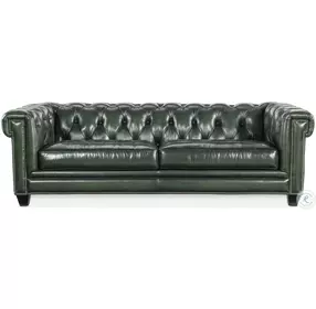 Charleston Black Tufted Leather Sofa