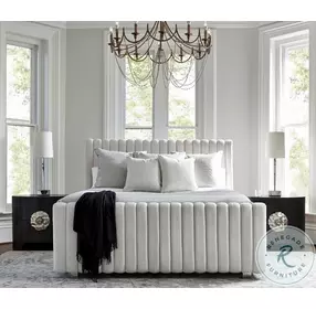 Silhouette Cream Queen Upholstered Panel Bed
