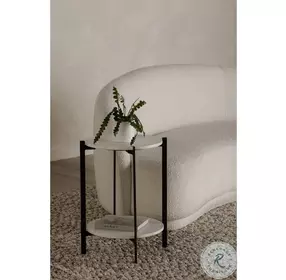 Melanie White Marble And Matt Black Accent Table