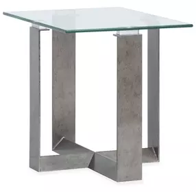 Whitehall Aged Pewter and Chrome Pucks Rectangular Glass Top End Table
