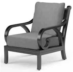 Monterey Canvas Granite Upholstered Outdoor Club Chair with Self Welt