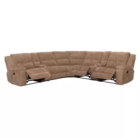 Bronco Plush Tobacco 7 Piece Modular Reclining Sectional with Console and USB Charging