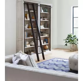 Avondale White 2 Tall Bookcase Wall with Ladder