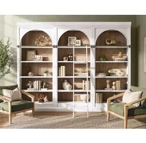 Albany White Arched 3-Piece Bookcase Wall