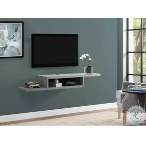 Wall Mounted Laminated Skyline Gray 60" Asymmetrical TV Console