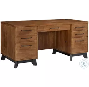 Avery Brown 64" Double Pedestal Executive Home Office Set