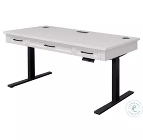 Abby White Adjustable Height Electric Sit Stand Home Office Set