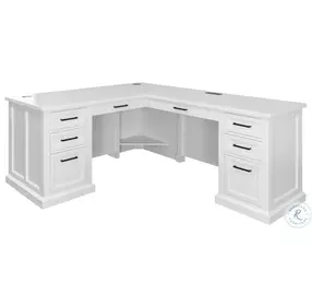 Abby White Pedestal L Shape Home Office Set