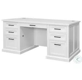 Abby White Double Pedestal Home Office Set