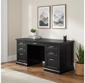 Abby Black Double Pedestal Executive Desk