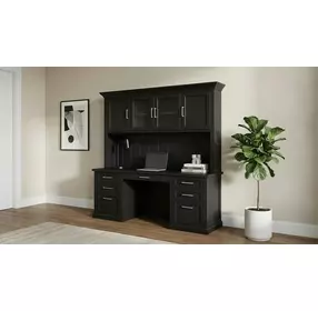 Abby Black Credenza with Hutch