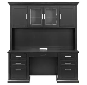 Abby Black Credenza with Hutch